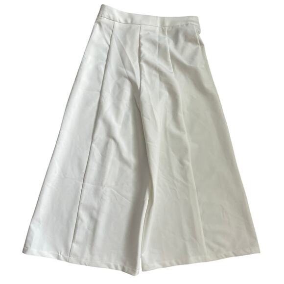 Mango Casual Stretch Wide Leg High-Rise Cropped Sailor Trousers in White Size XS - Picture 4 of 8